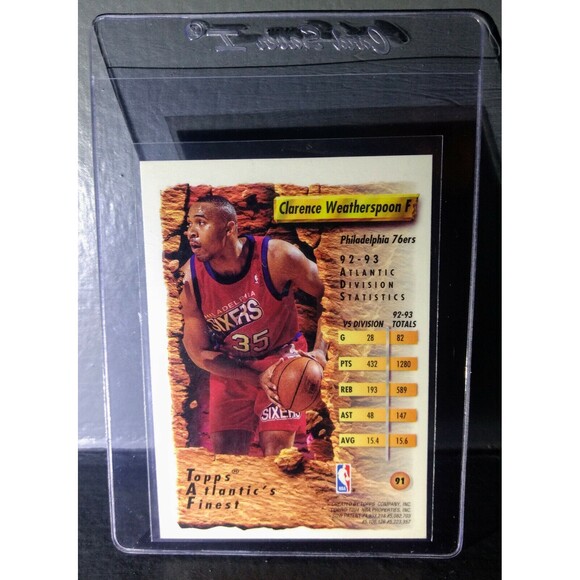 1993-94 Topps Finest Clarence Weatherspoon #91 Atlantic's Finest Basketball Card - Picture 2 of 2
